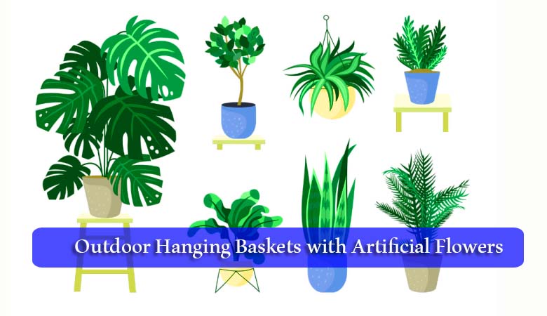 Outdoor Hanging Baskets with Artificial Flowers