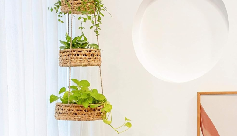 Living Space with Flat Back Hanging Wall Baskets